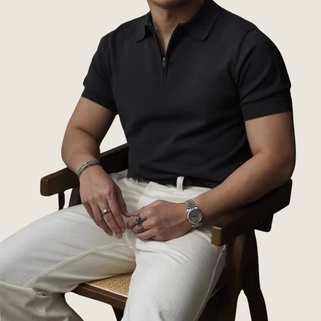 Vincent | Herren Minimal Reißverschlusskragen Polohemd