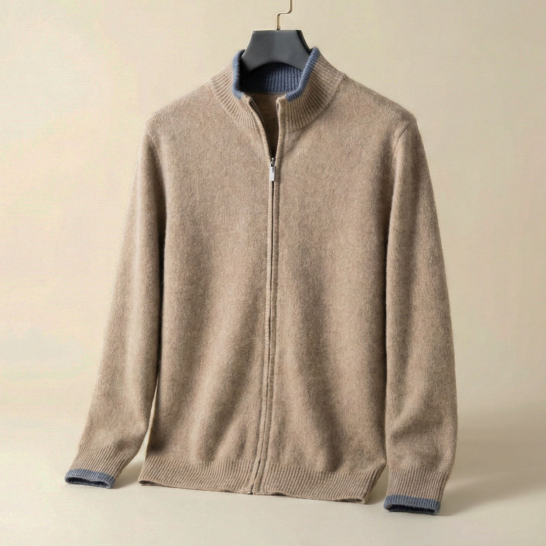 Jan | Herren Strickjacke mit durchgehendem Reißverschluss und Stehkragen