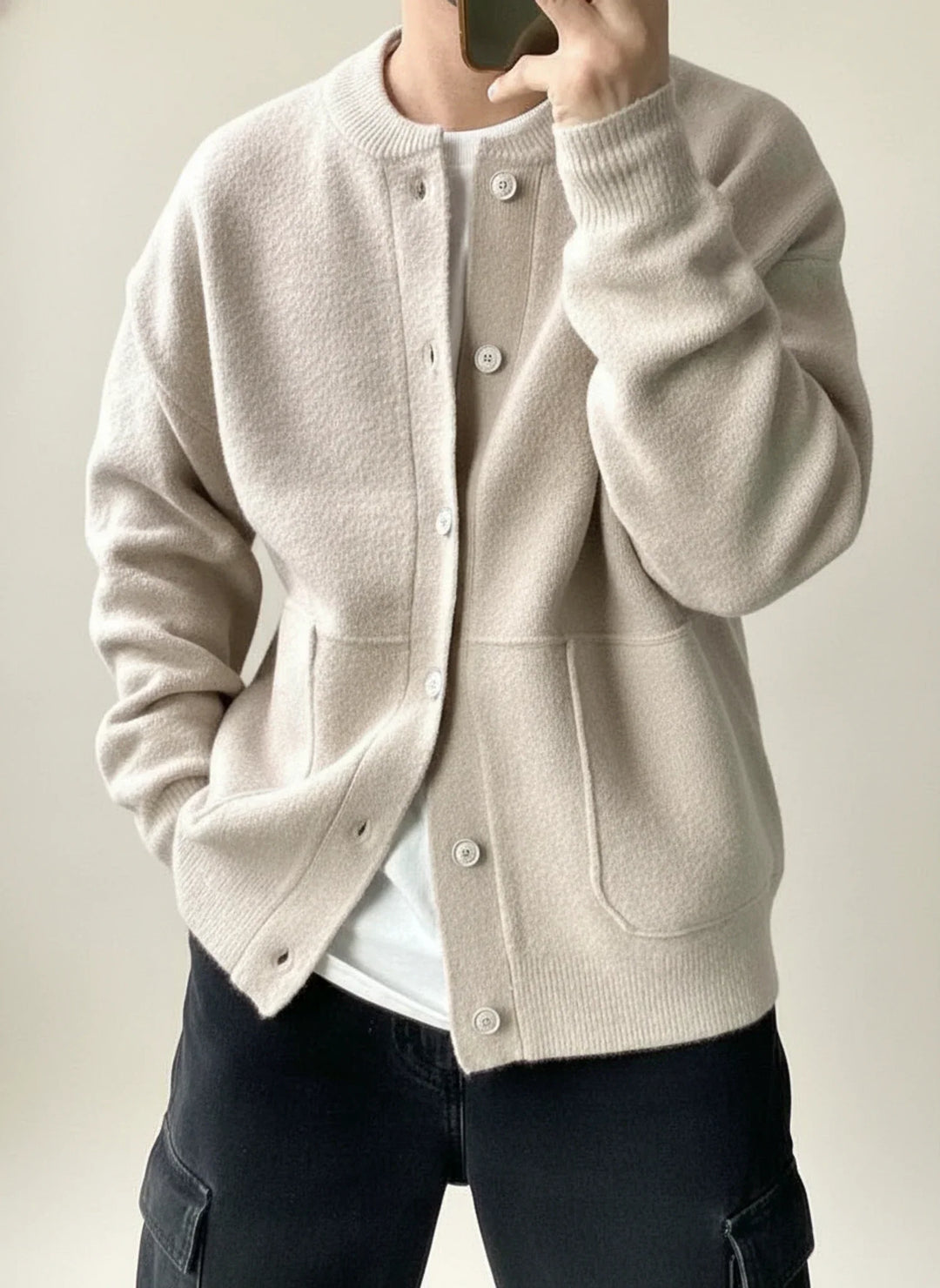 Martin | Herren Lässige Strickjacke mit Knopfleiste