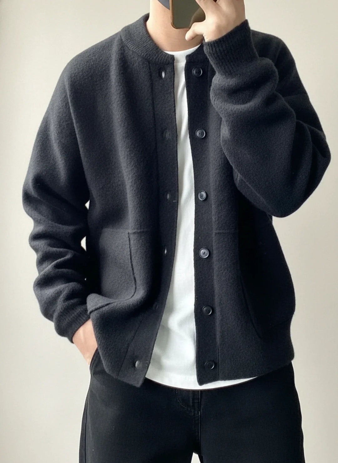 Martin | Herren Lässige Strickjacke mit Knopfleiste