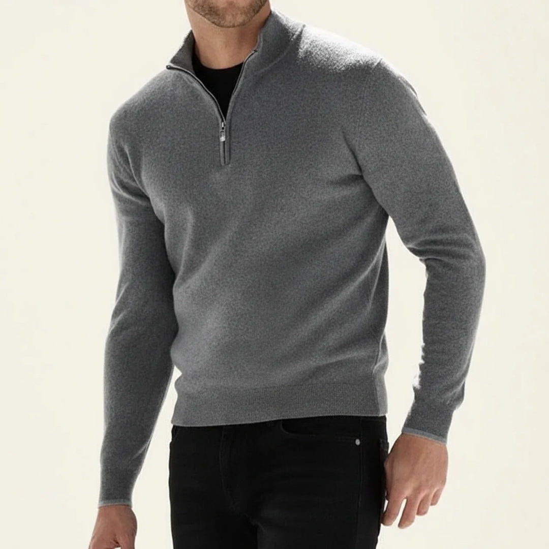 Michael | Herren Langarmpullover mit halbem Reißverschluss