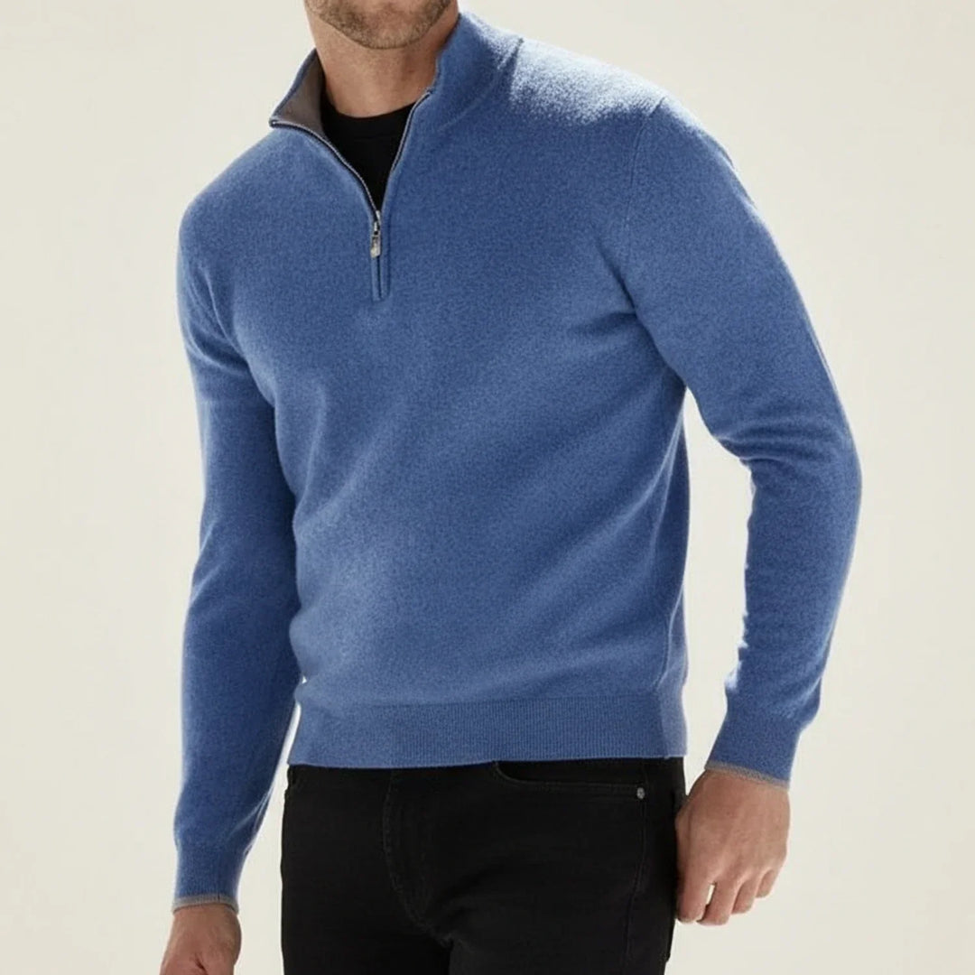 Michael | Herren Langarmpullover mit halbem Reißverschluss