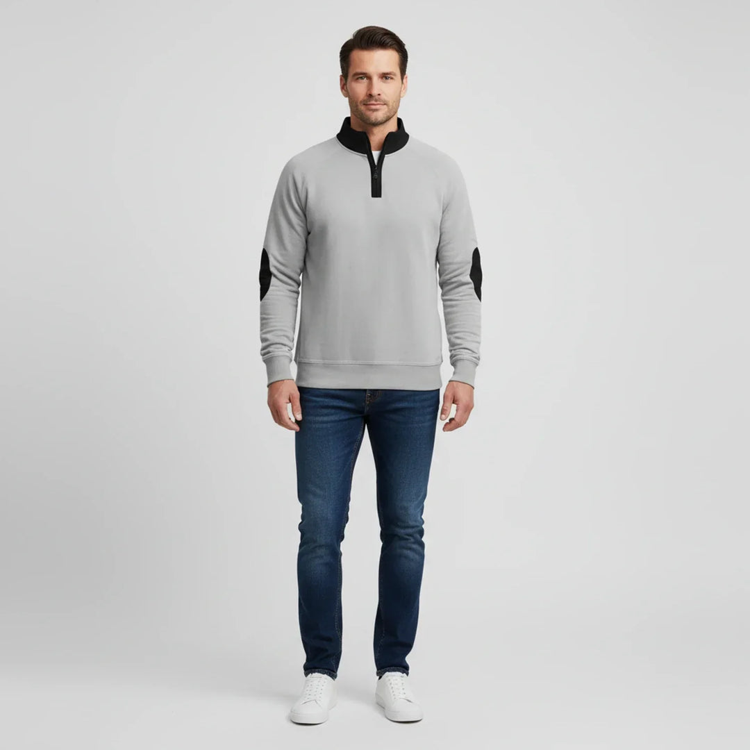 Max | Herren Kontrastpullover mit Viertelreißverschluss