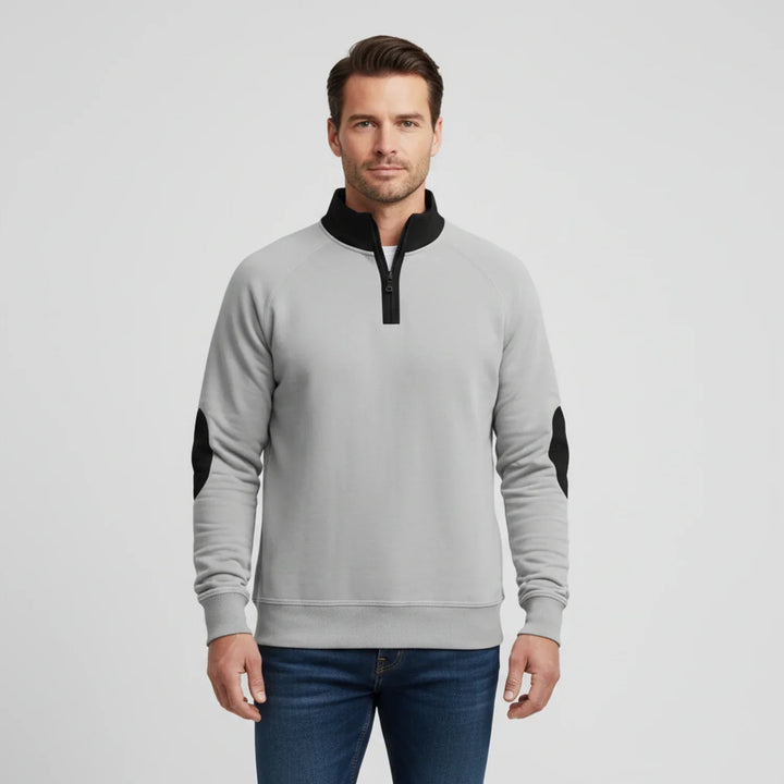 Max | Herren Kontrastpullover mit Viertelreißverschluss