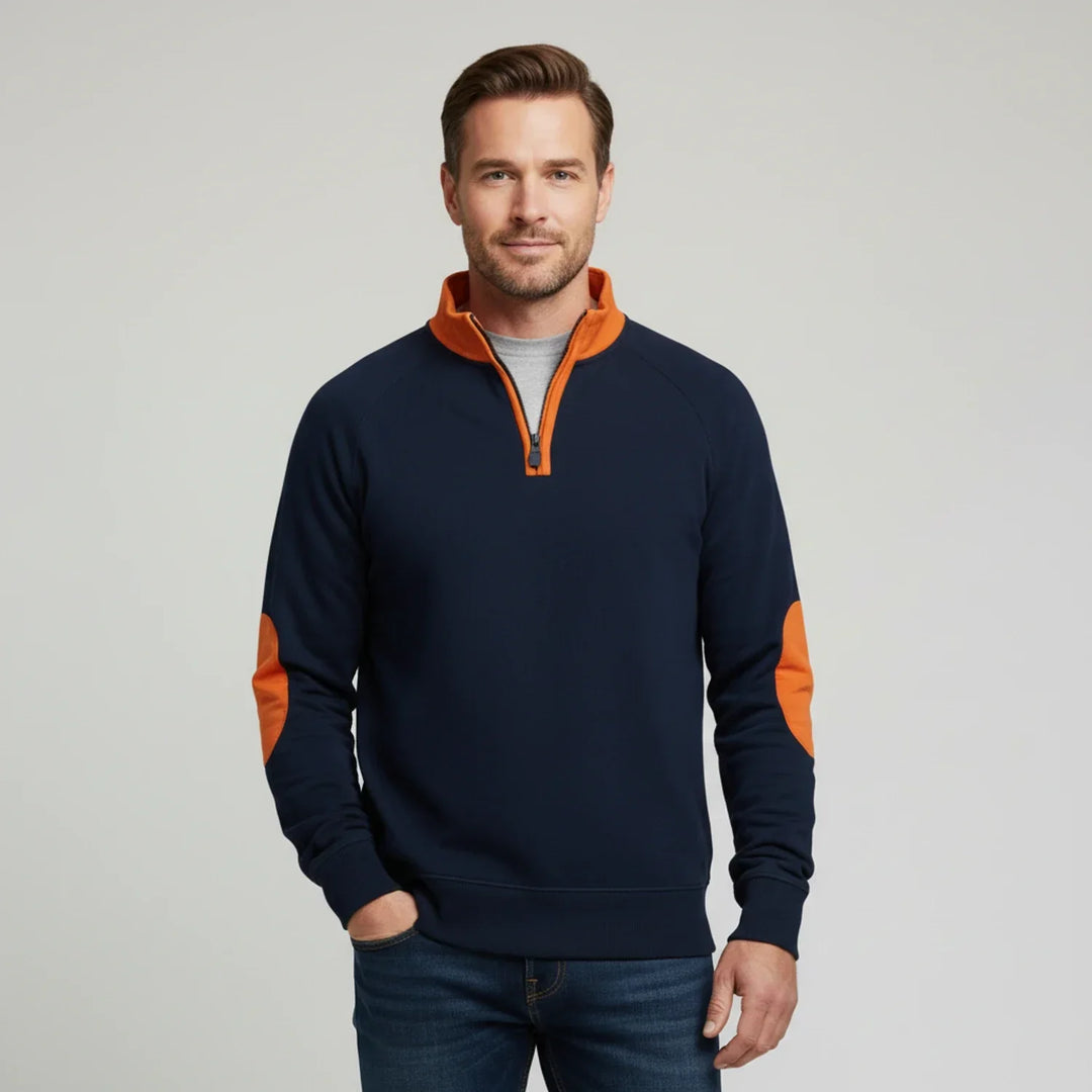 Max | Herren Kontrastpullover mit Viertelreißverschluss
