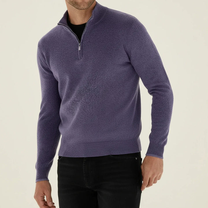 Michael | Herren Langarmpullover mit halbem Reißverschluss