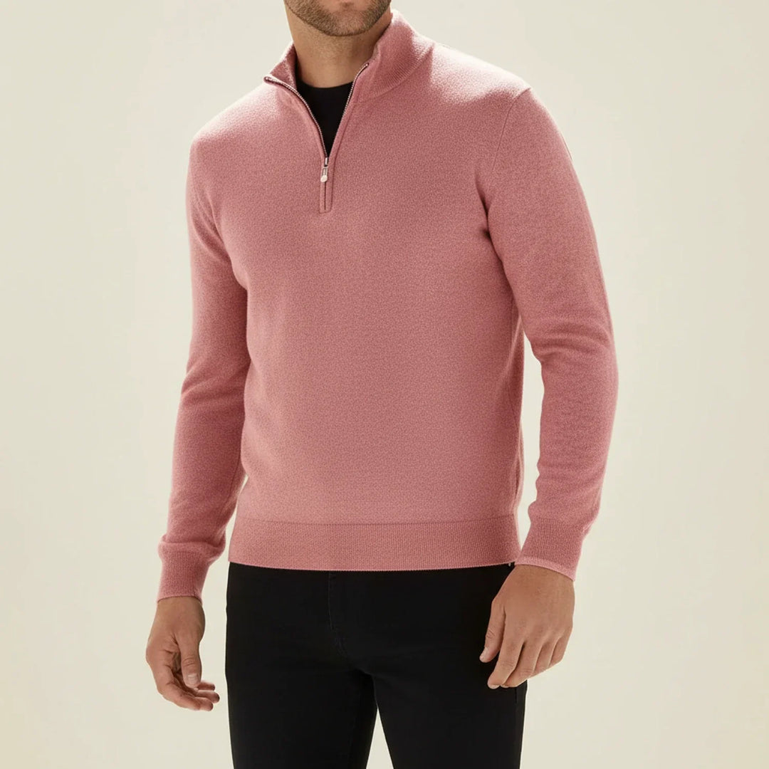 Michael | Herren Langarmpullover mit halbem Reißverschluss