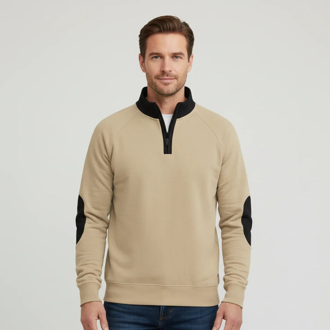 Max | Herren Kontrastpullover mit Viertelreißverschluss