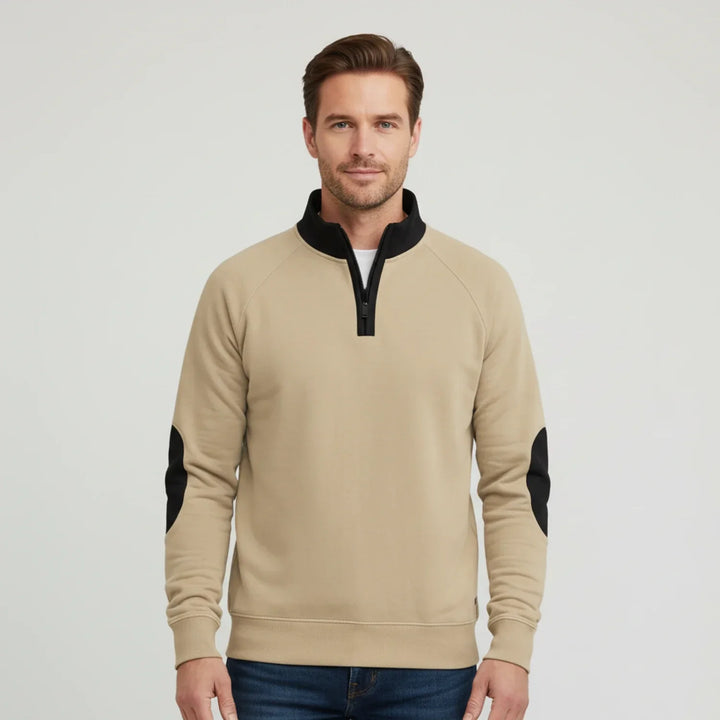 Max | Herren Kontrastpullover mit Viertelreißverschluss