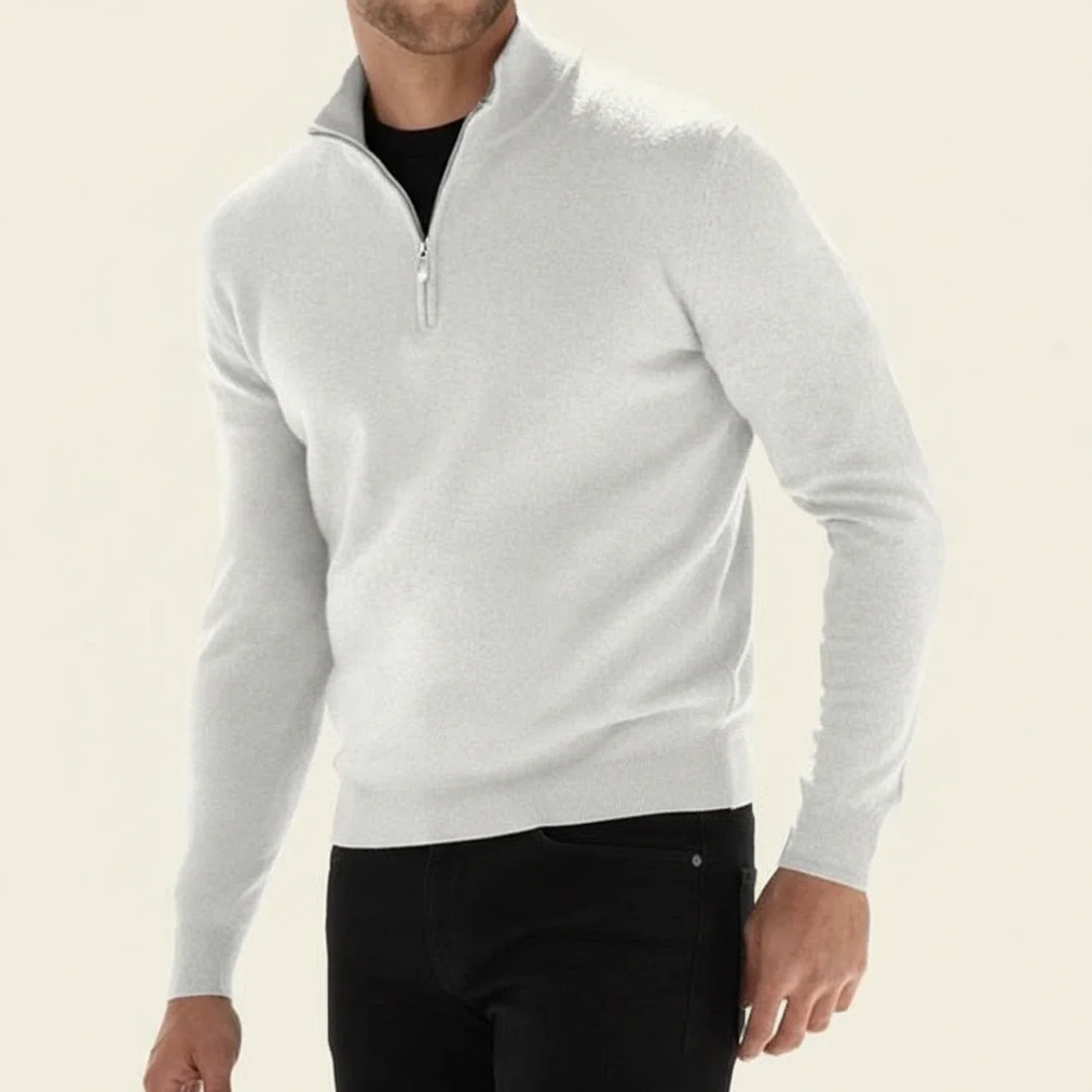 Michael | Herren Langarmpullover mit halbem Reißverschluss