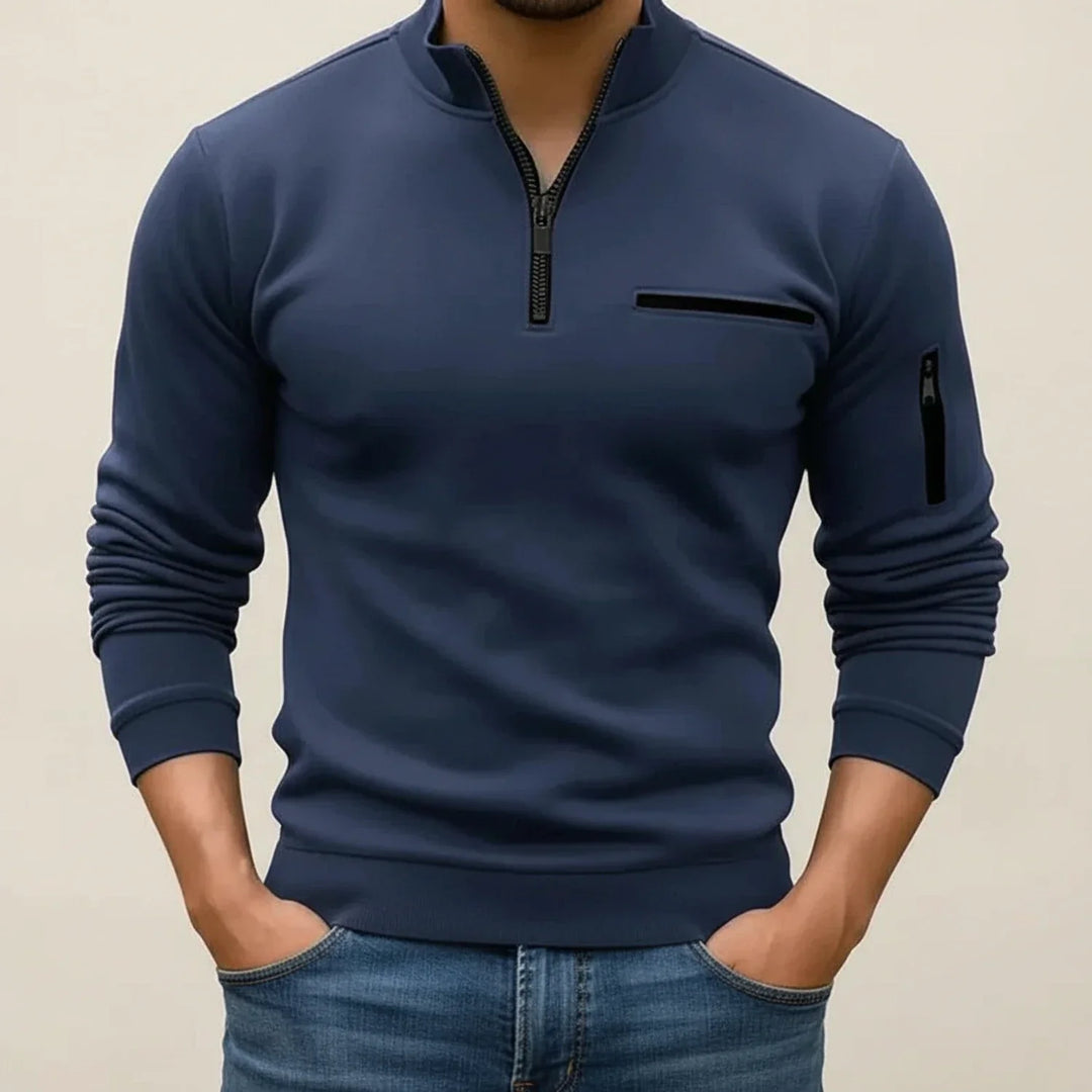 Dominic | Herren Langarmpullover mit Viertelreißverschluss