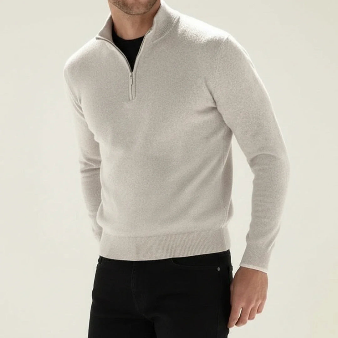Michael | Herren Langarmpullover mit halbem Reißverschluss