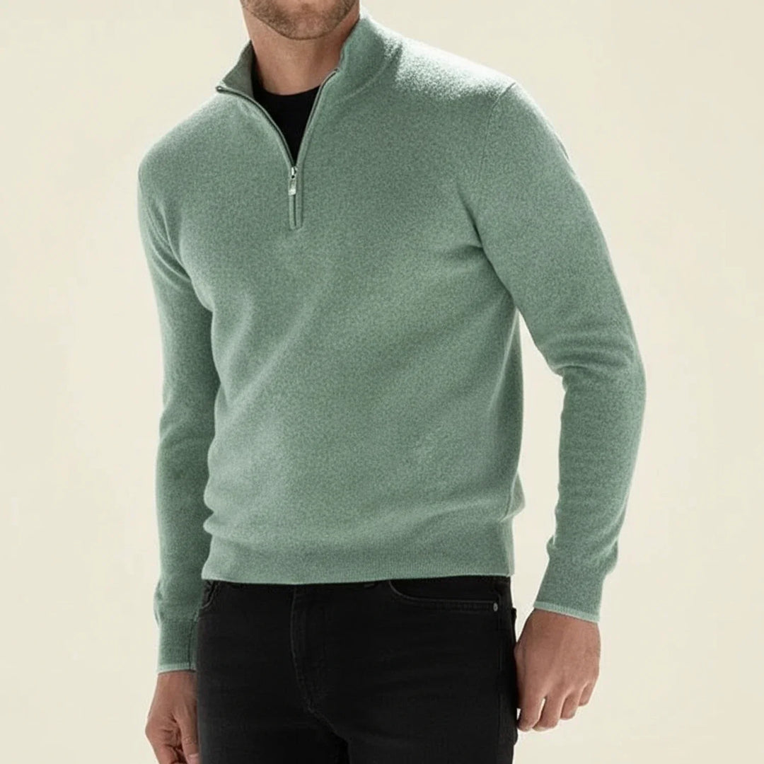 Michael | Herren Langarmpullover mit halbem Reißverschluss