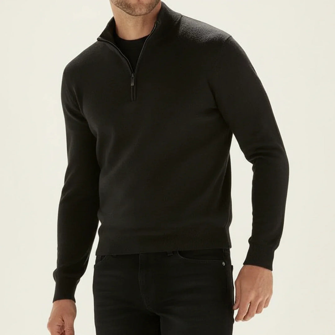 Michael | Herren Langarmpullover mit halbem Reißverschluss