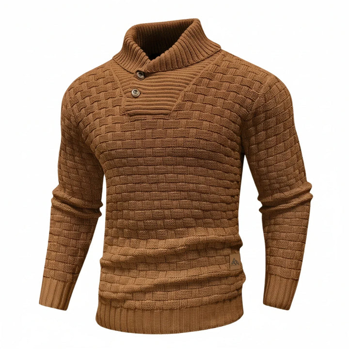 Niklas | Herren Strukturierter Strickpullover mit Knopfkragen