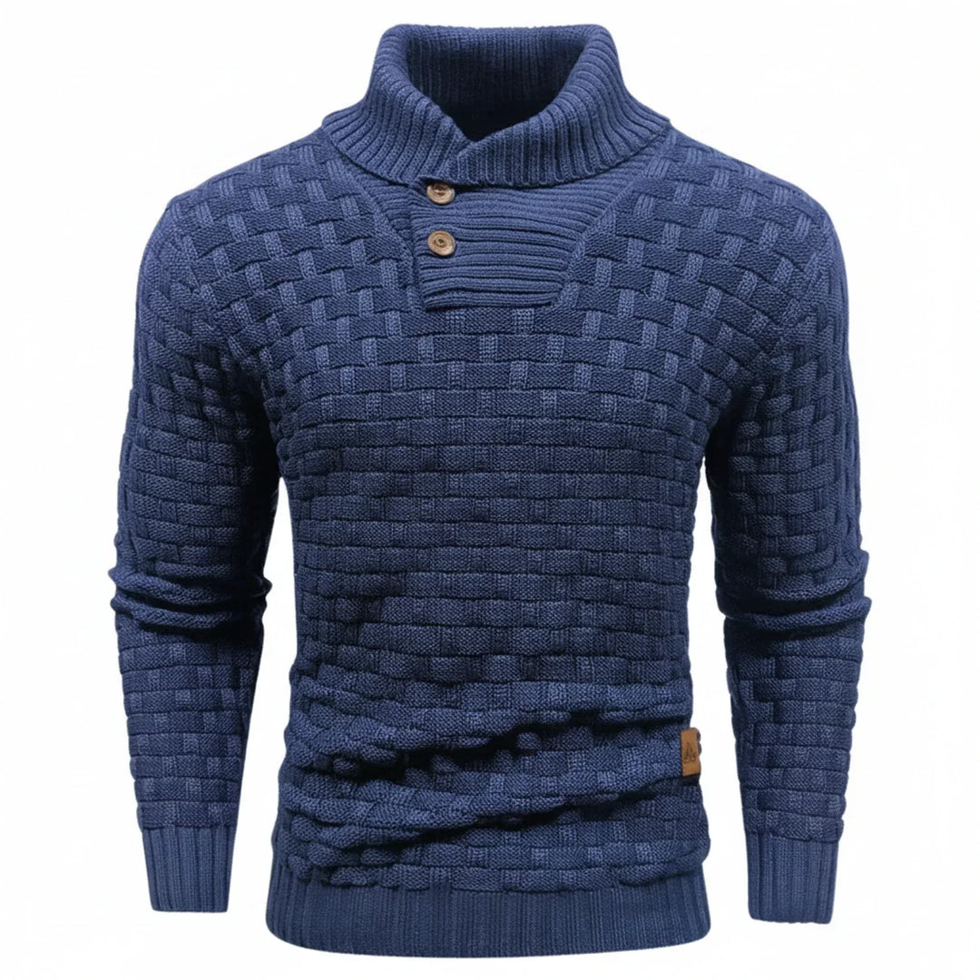 Niklas | Herren Strukturierter Strickpullover mit Knopfkragen