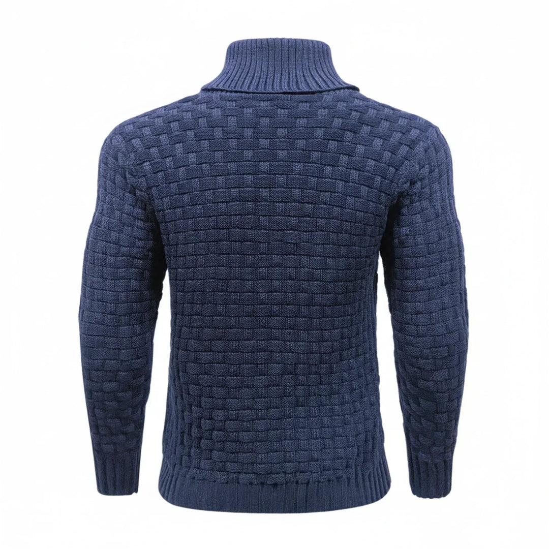Niklas | Herren Strukturierter Strickpullover mit Knopfkragen