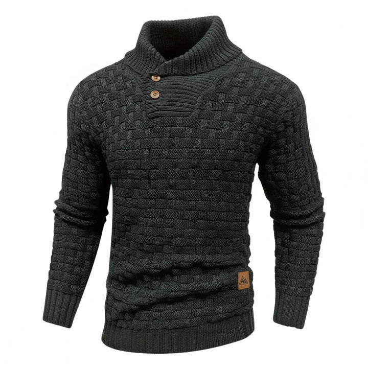 Niklas | Herren Strukturierter Strickpullover mit Knopfkragen