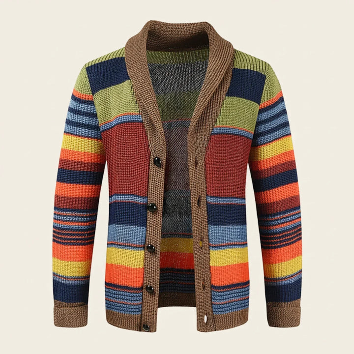 Oliver | Herren Gestreifter Strickcardigan mit Knopfleiste