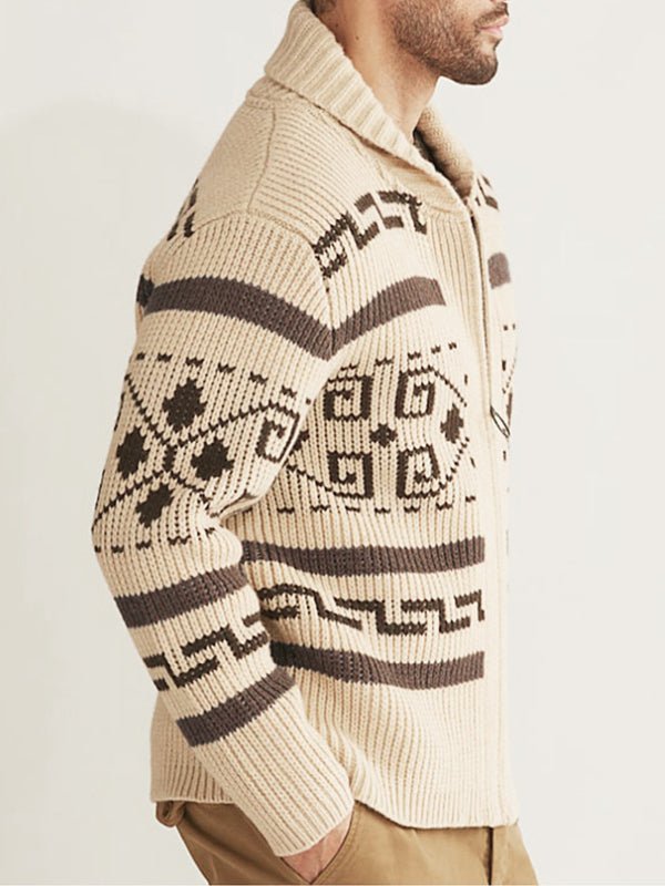 Jakob | Herren Frühling Strickjacke mit Schalkragen und Muster
