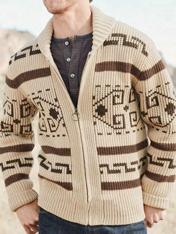 Jakob | Herren Frühling Strickjacke mit Schalkragen und Muster