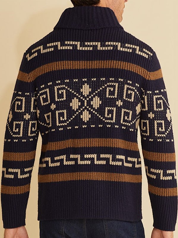 Jakob | Herren Frühling Strickjacke mit Schalkragen und Muster