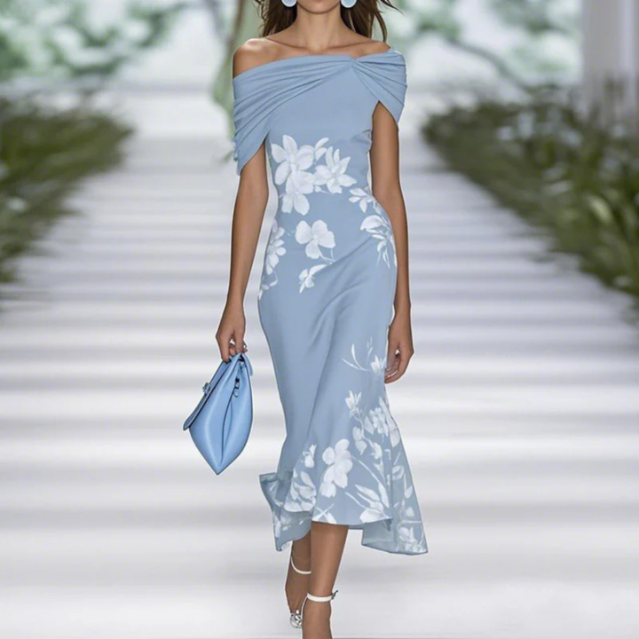 Mia | Damen Sommerkleid Midi Mit Blumenmuster