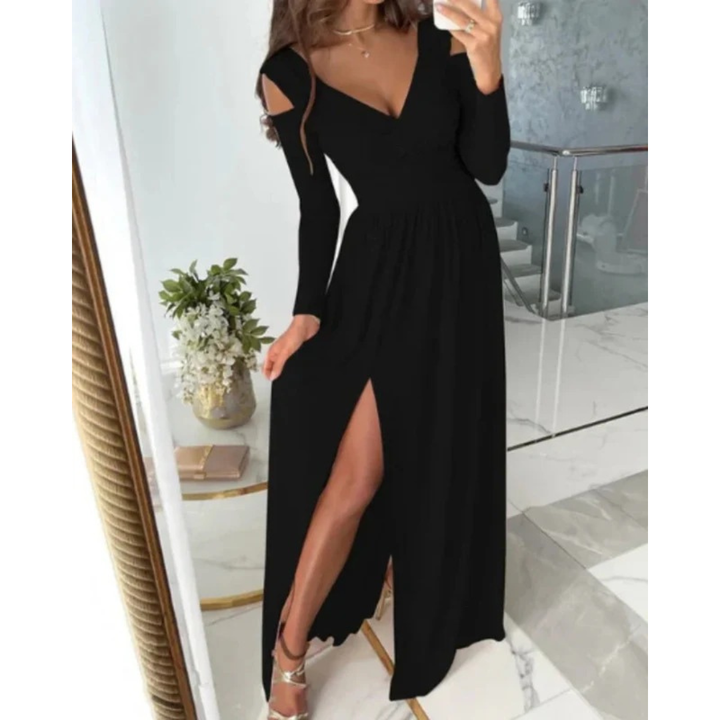 Mira | Damen Cocktail Abendkleid Maxi mit Schlitz