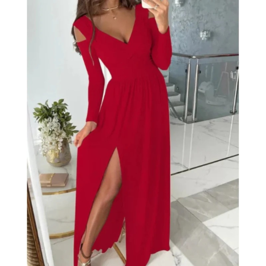 Mira | Damen Cocktail Abendkleid Maxi mit Schlitz