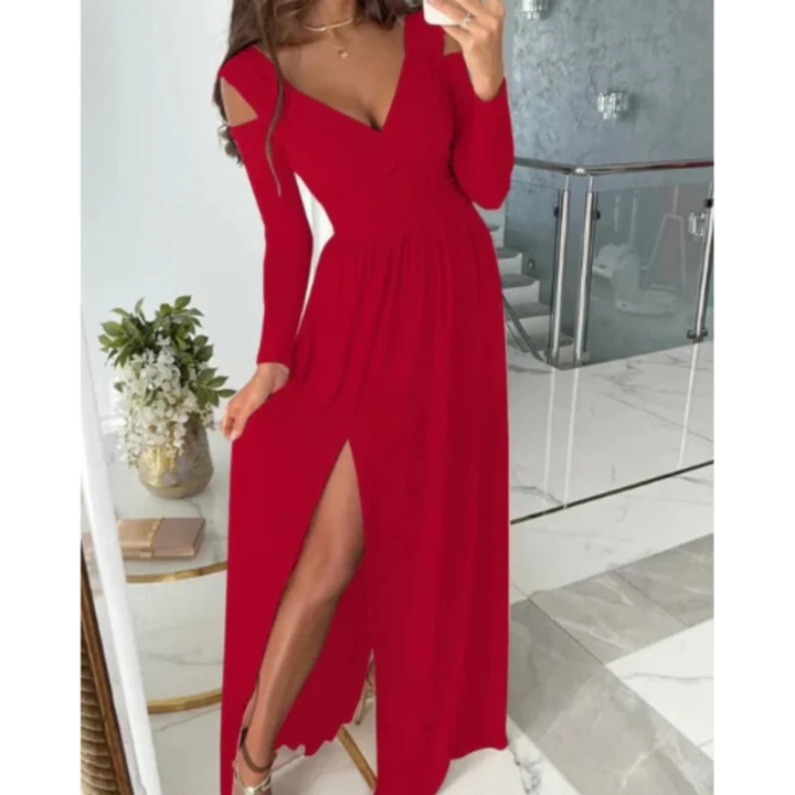 Mira | Damen Cocktail Abendkleid Maxi mit Schlitz