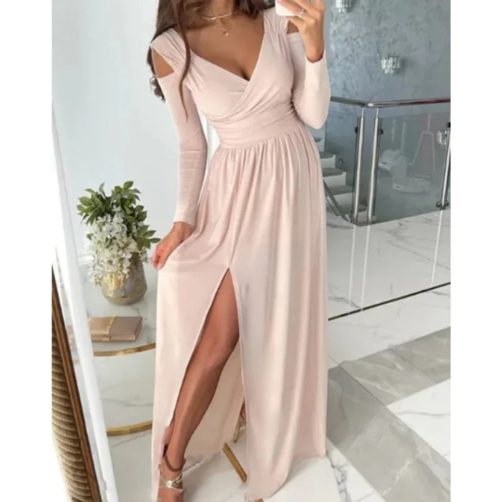 Mira | Damen Cocktail Abendkleid Maxi mit Schlitz