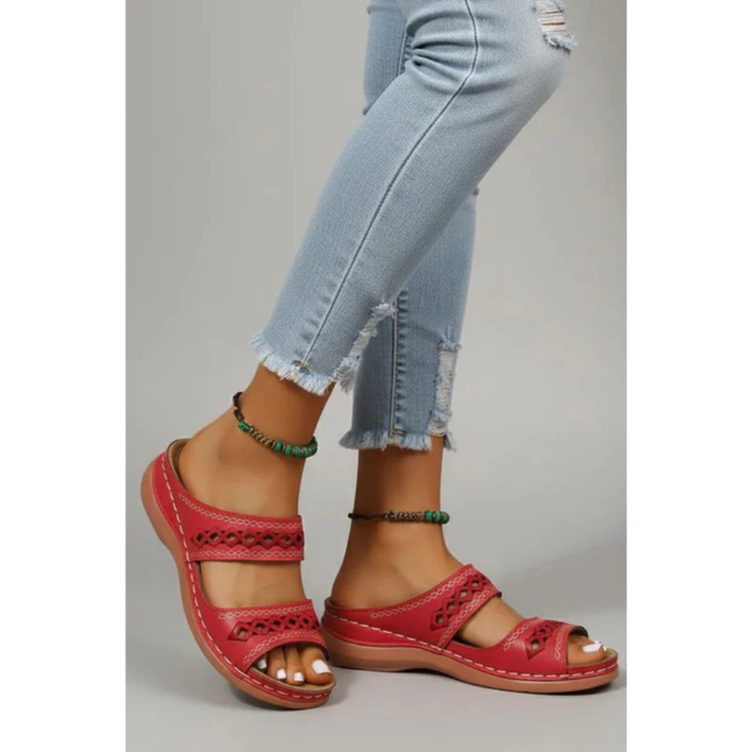 Amalia | Damen Sommer Sandalen Mit Doppelriemen Für Alltag