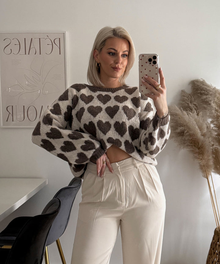 Pullover Mona Herzen Braun Ladypolitan ♡