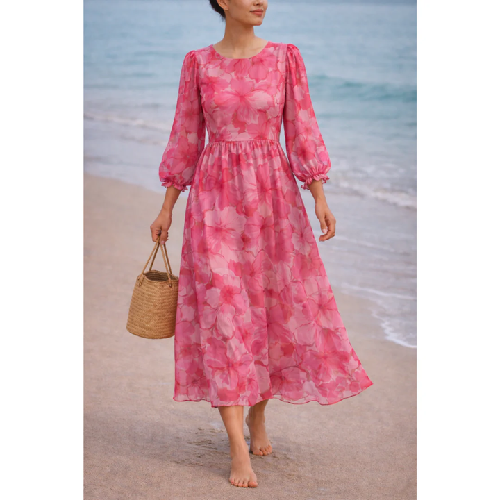 Nayla | Damen Midi Kleid Für Hochzeitsgast Mit Blumenmuster