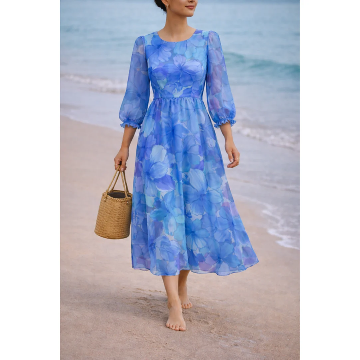 Nayla | Damen Midi Kleid Für Hochzeitsgast Mit Blumenmuster