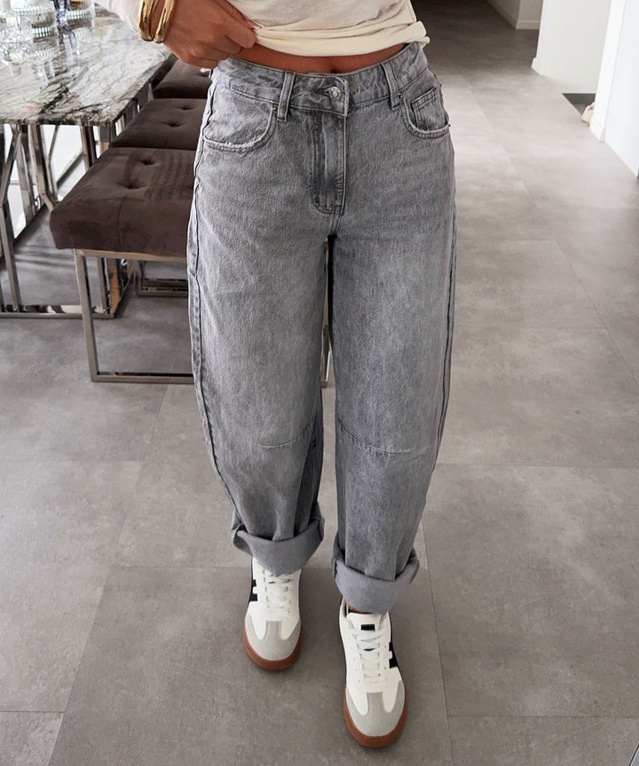 Stretch Barrel Jeans Jeya Grau Ladypolitan ♡