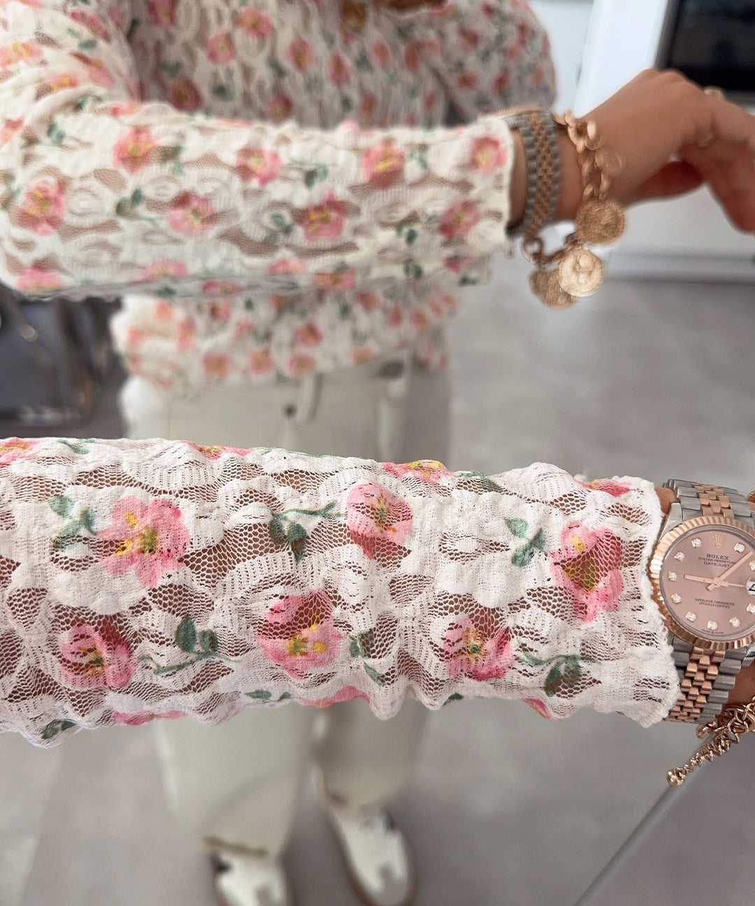 Spitzen Oberteil Lara Blumen Creme Ladypolitan ♡
