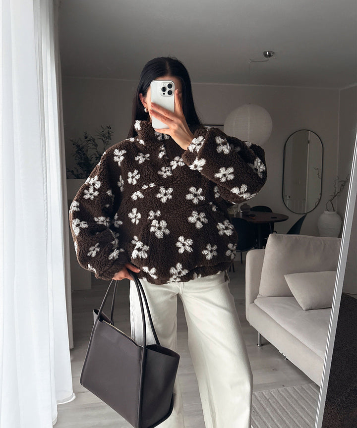 Teddyfell Zip Pullover Nila Braun