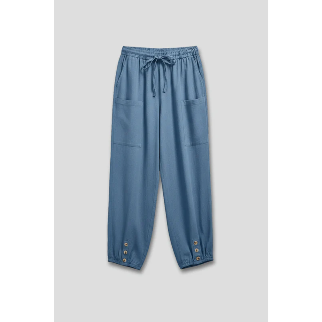 Ida | Damen Stoffhose Mit Kordelzug Und Knopf