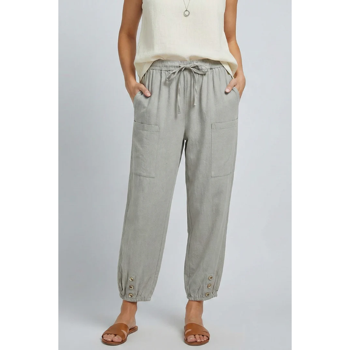 Ida | Damen Stoffhose Mit Kordelzug Und Knopf