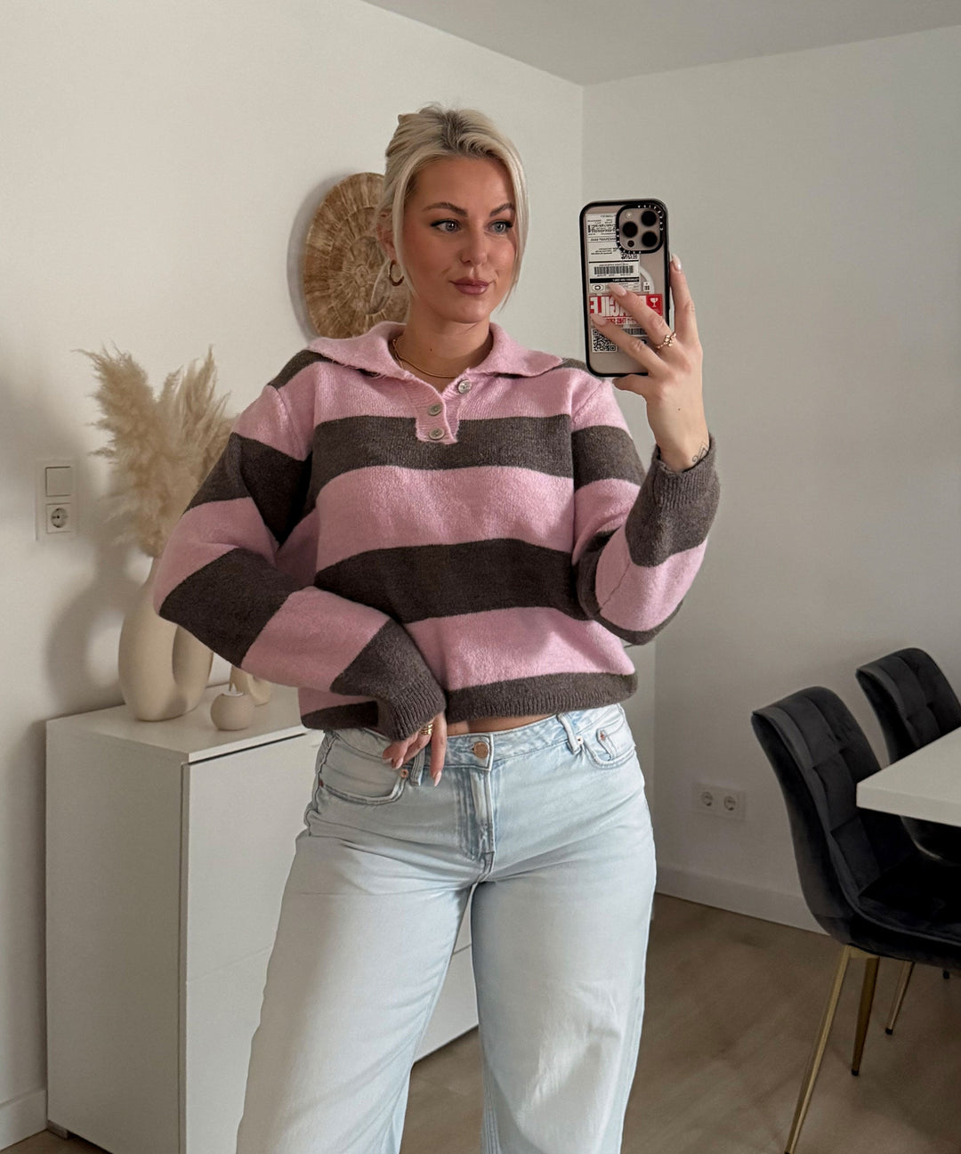 Pullover Olga Streifen Rosa Ladypolitan ♡
