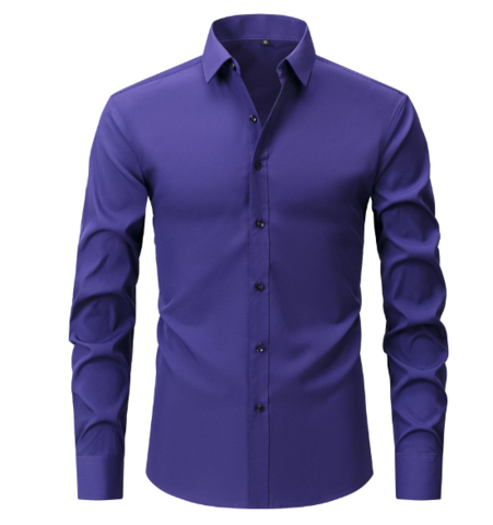 Camicia Uomo Formale Tessuto Elasticizzato Senza Pieghe