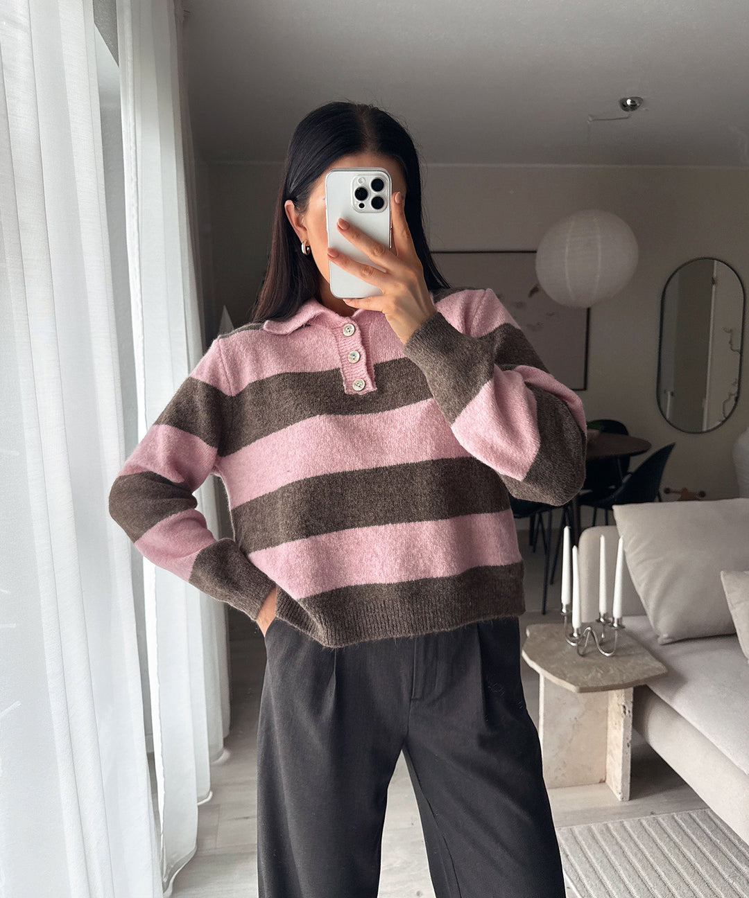 Pullover Olga Streifen Rosa Ladypolitan ♡