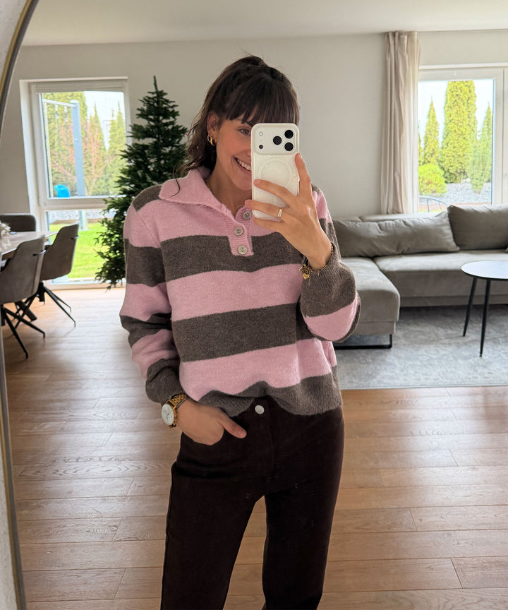 Pullover Olga Streifen Rosa Ladypolitan ♡