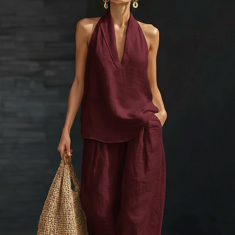 Zweiteiliges Leinen-Set für Damen