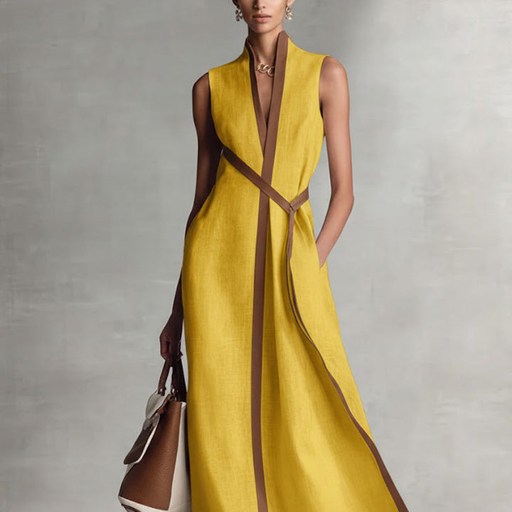 Ärmelloses Baumwoll-Leinen-Kleid für Damen