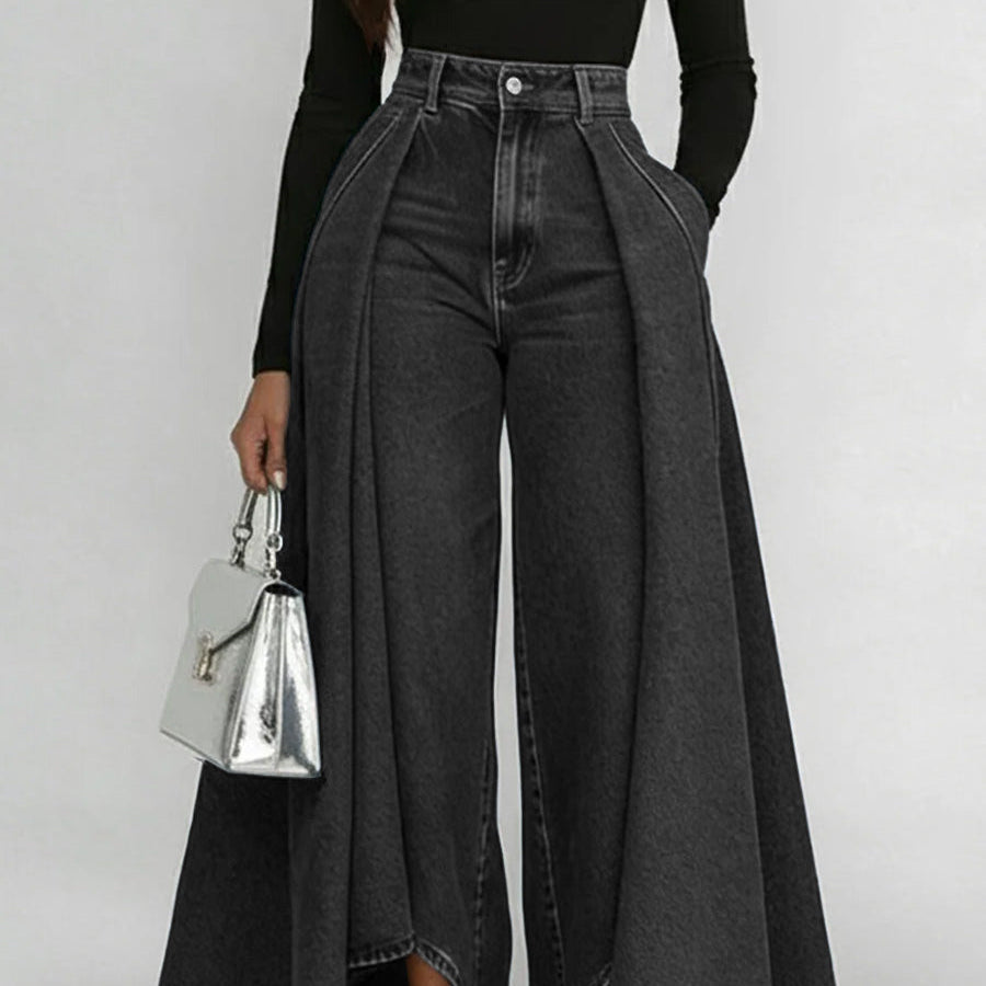 Damenjeans mit hoher Taille und weitem Bein
