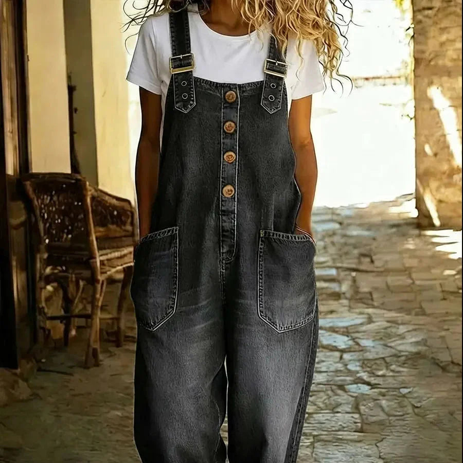 Denim-Jumpsuit für Damen mit verstellbarer Schnalle