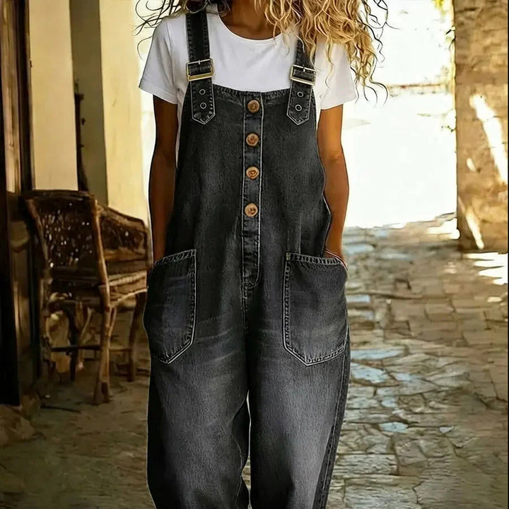 Denim-Jumpsuit für Damen mit verstellbarer Schnalle