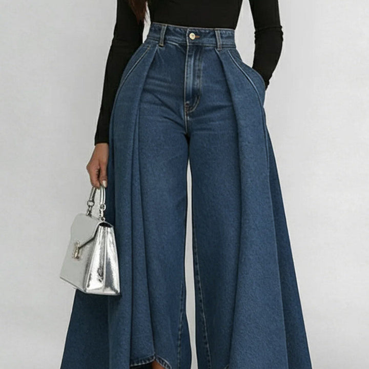Damenjeans mit hoher Taille und weitem Bein